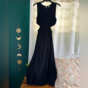 Long Black Cut-out Dress